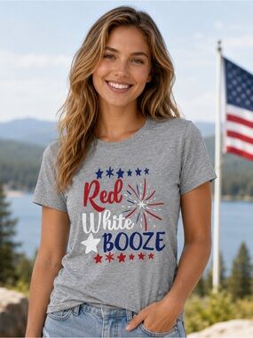 Red White and Booze Crewneck Shirt Size S